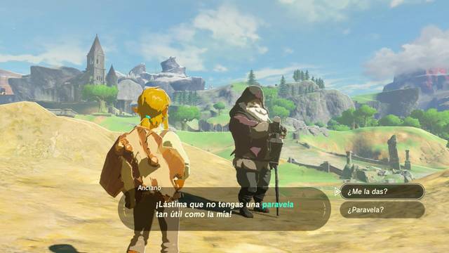 Zelda Breath of the Wild Dirígete al lugar indicado - Conseguir la paravela