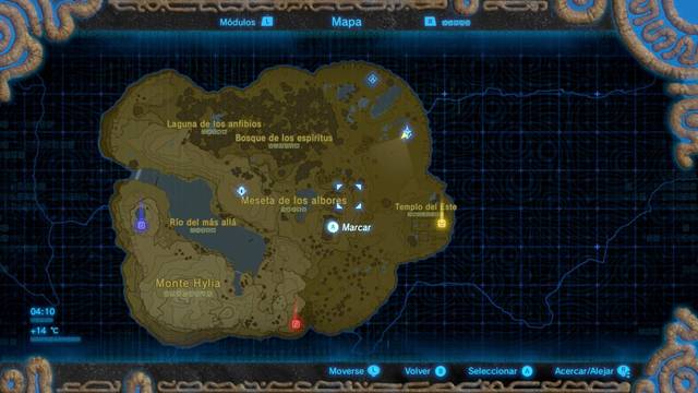 Zelda Breath of the Wild Más allá de la meseta - Marcar los santuarios