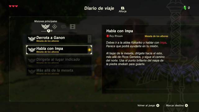 Zelda Breath of the Wild Habla con Impa