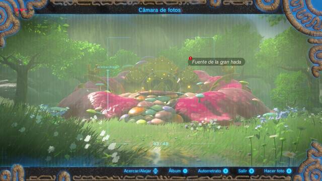 Zelda Breath of the Wild La fuente de la gran hada - Sacar una foto a la fuente