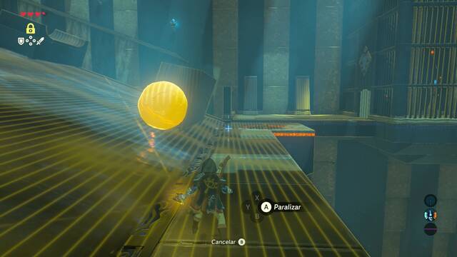 Zelda Breath of the Wild Santuario de Ihloma - Esperar a que caiga la bola