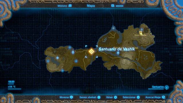 Zelda Breath of the Wild Santuario de Vashik - Localizacin