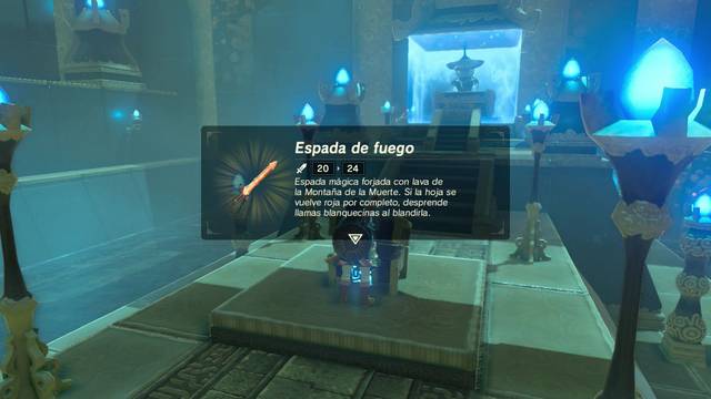 Zelda Breath of the Wild Santuario de Izukna - Espada de fuego