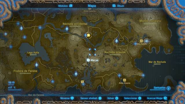 Zelda Breath of the Wild El tesoro de Nambod - Localización de la catarata