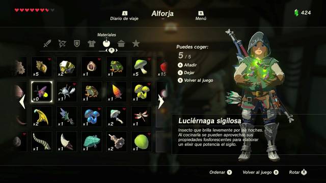 Zelda Breath of the Wild A la luz de las luciérnagas - Sujetas las luciérnagas