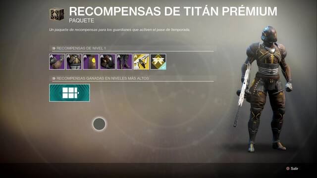 Destiny 2: Recompensas del pase de Temporada de la Temporada 10 - Set de Septimo Serafin (Titan)