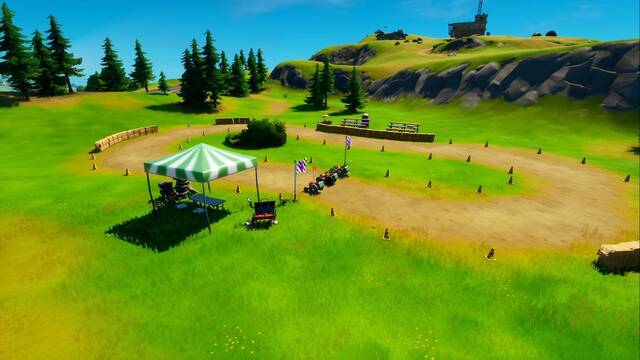 Fortnite - Ubicacin de Enojo Esmeralda, Carreras de Cortacsped y Carretes Comprometidos - Carreras de Cortacesped