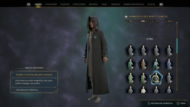 Hogwarts Legacy - Capas y tnicas (Piezas de equipo) - Tunica escolar con puos