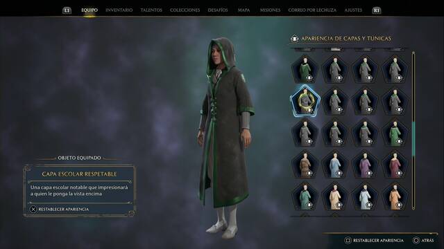 Hogwarts Legacy - Capas y tnicas (Piezas de equipo) - Capa escolar respetable