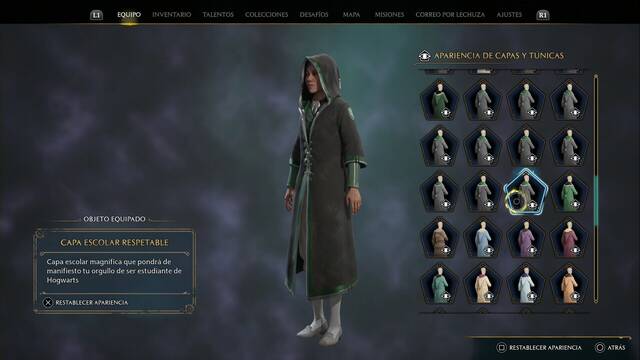 Hogwarts Legacy - Capas y tnicas (Piezas de equipo) - Capa escolar respetable