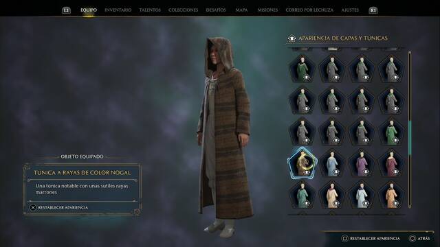 Hogwarts Legacy - Capas y tnicas (Piezas de equipo) - Tunica a rayas de color nogal