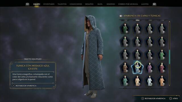 Hogwarts Legacy - Capas y tnicas (Piezas de equipo) - Tunica con mosaico azul celeste