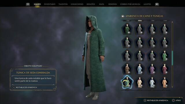 Hogwarts Legacy - Capas y tnicas (Piezas de equipo) - Tunica de seda esmeralda