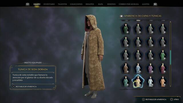 Hogwarts Legacy - Capas y tnicas (Piezas de equipo) - Tunica de seda dorada