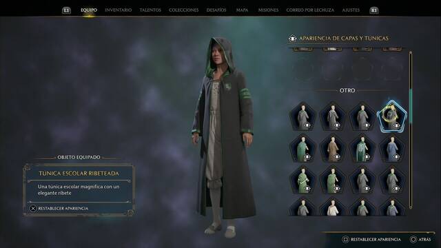 Hogwarts Legacy - Capas y tnicas (Piezas de equipo) - Tunica escolar ribeteada