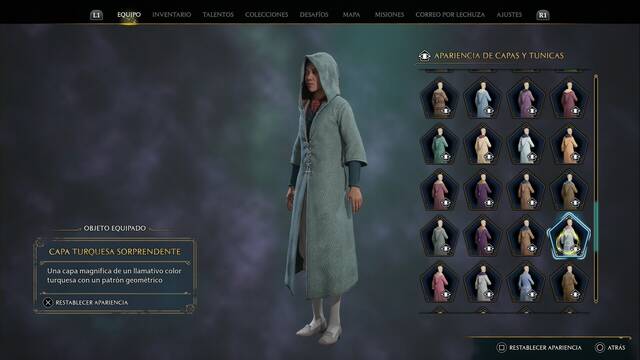 Hogwarts Legacy - Capas y tnicas (Piezas de equipo) - Capa turquesa sorprendente