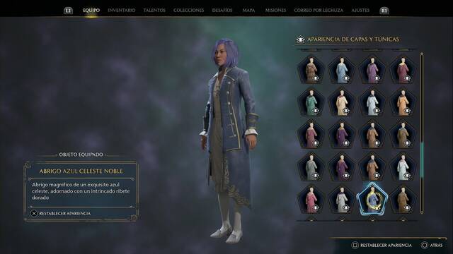 Hogwarts Legacy - Capas y tnicas (Piezas de equipo) - Abrigo azul celeste noble