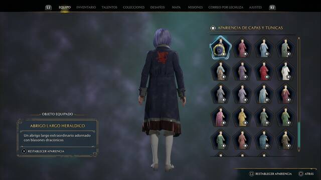 Hogwarts Legacy - Capas y tnicas (Piezas de equipo) - Abrigo largo  heraldico