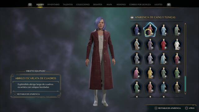 Hogwarts Legacy - Capas y tnicas (Piezas de equipo) - Abrigo escarlata de cuadros