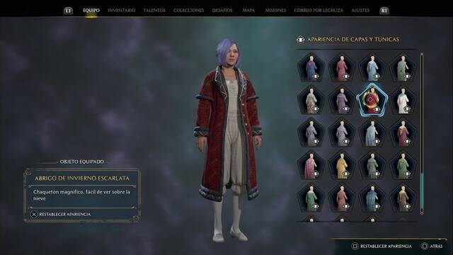 Hogwarts Legacy - Capas y tnicas (Piezas de equipo) - Abrigo de invierno escarlata