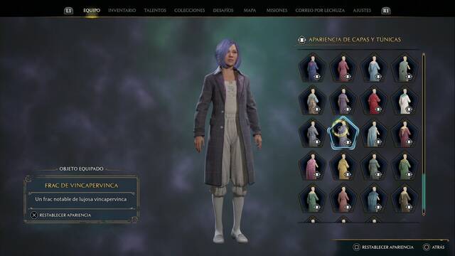 Hogwarts Legacy - Capas y tnicas (Piezas de equipo) - Frac de vincapervinca