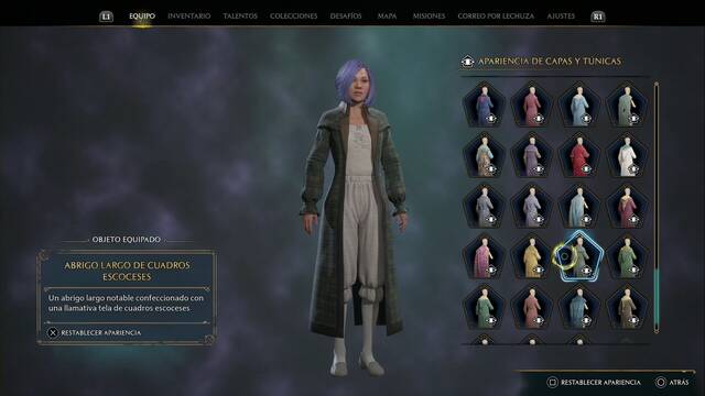 Hogwarts Legacy - Capas y tnicas (Piezas de equipo) - Abrigo largo de cuadros escoceses