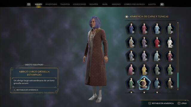 Hogwarts Legacy - Capas y tnicas (Piezas de equipo) - Abrigo largo grosella estampado