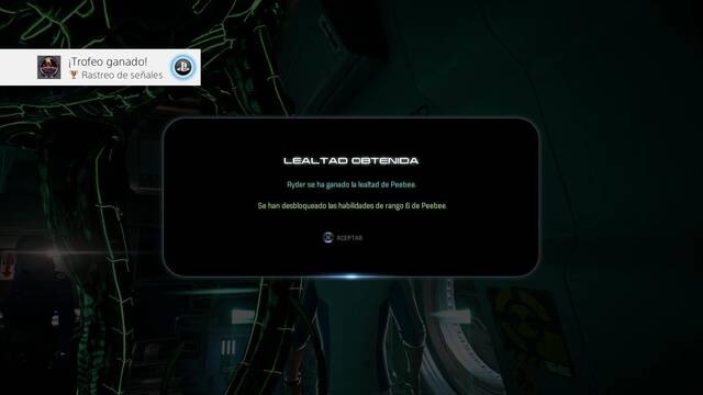 Mass Effect Andromeda Peebee proyecto secreto - Lealtad y Trofeo Rastreo de señales