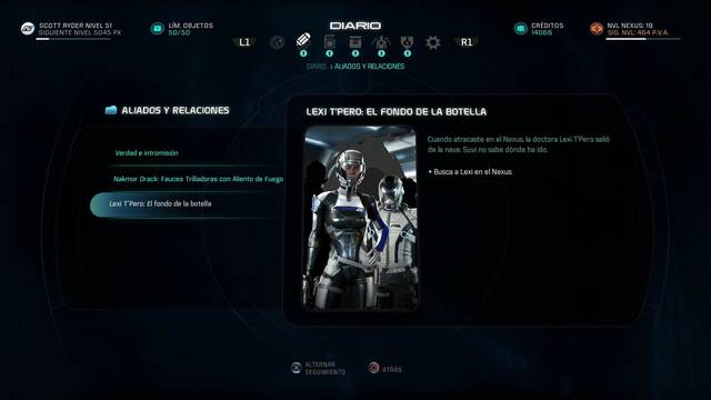 Mass Effect Andromeda Lexi T'Pero; El fondo de la botella - Inicio