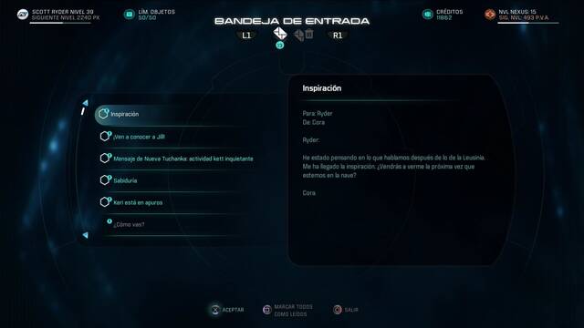 Mass Effect Andromeda Cora Harper: Arca Asari - Correo