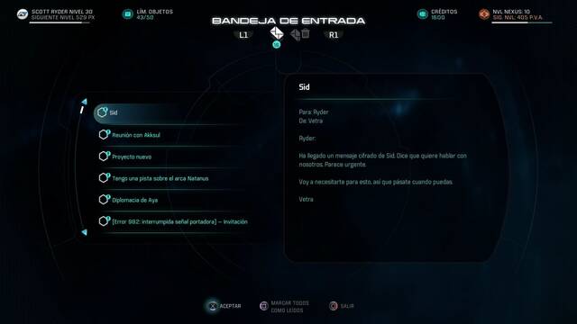 Mass Effect Andromeda Vetra Nyx, medios y fines - Correo