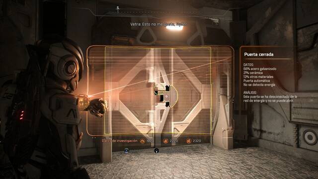 Mass Effect Andromeda Vetra Nyx, medios y fines - Escanear la puerta de abajo