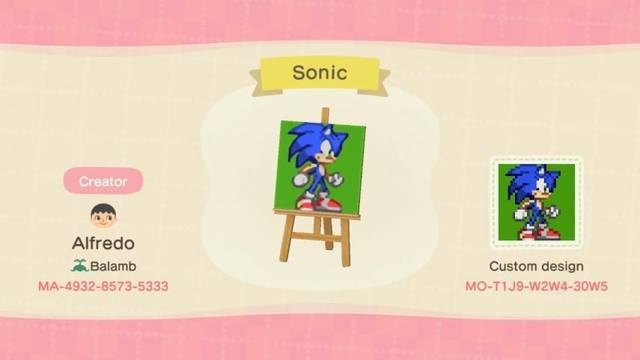 Animal Crossing: New Horizons - Códigos de diseño de Sonic - Codigos de New Horizons #01 Sonic cuadro