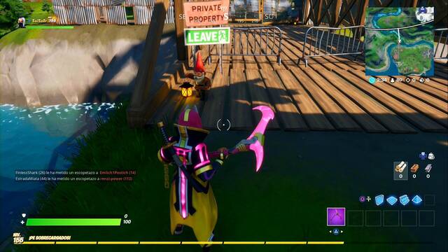 Fortnite Battle Royale - Gnomos en Acampamiento Abadejo y Fortn Ruinoso - Antes de cruzar el puente