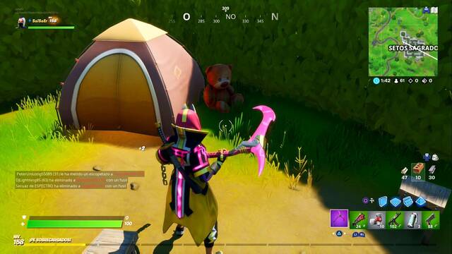 Fortnite Battle Royale - 10 osos de peluche en Setos Sagrados - Oso junto al arbol del patio de la casa noroeste