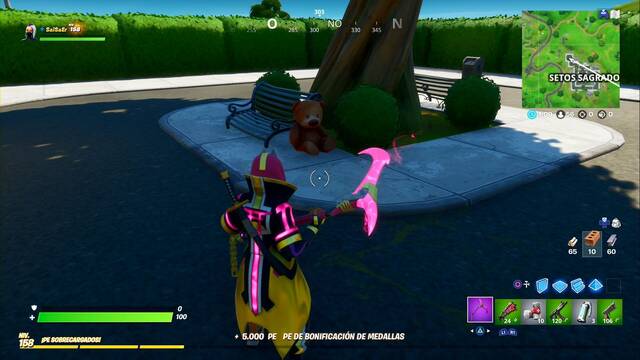 Fortnite Battle Royale - 10 osos de peluche en Setos Sagrados - Oso junto al arbol del extremo noroeste