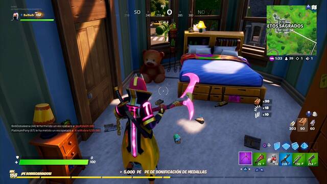 Fortnite Battle Royale - 10 osos de peluche en Setos Sagrados - Oso en la habitacion de la casa sudeste