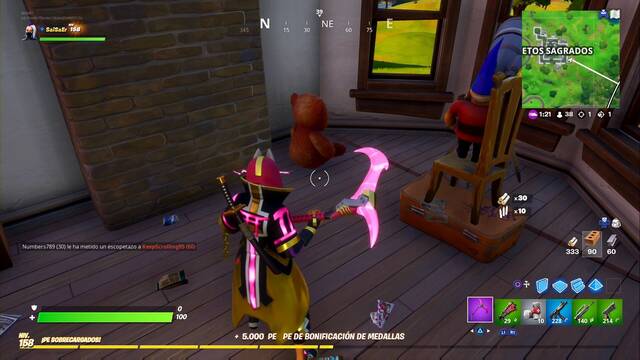 Fortnite Battle Royale - 10 osos de peluche en Setos Sagrados - Oso en la planta baja de la casa sudeste