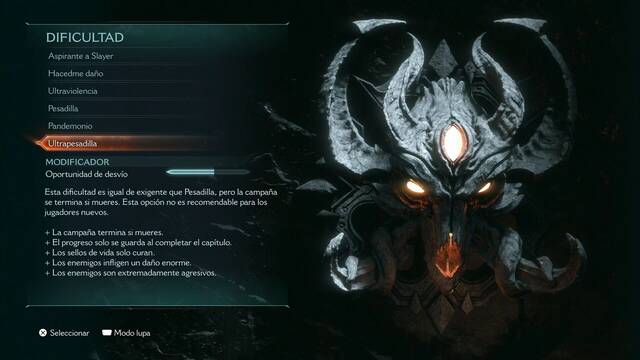 DOOM: The Dark Ages - Niveles de dificultad - Ultrapesadilla