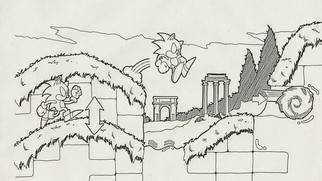 Bocetos de niveles del primer Sonic -