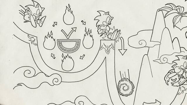 Bocetos de niveles del primer Sonic -