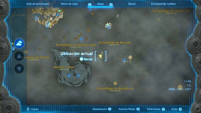 Monumentos en hyliano antiguo - Zelda: Tears of the Kingdom - Isla con monumento #11