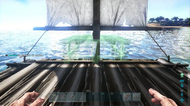 ARK Survival Evolved construir un barco - Poner el cimiento de madera