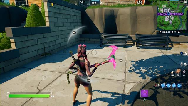 Fortnite Battle Royale - Coloca micros en ubicaciones clave - Casa de Albercas Adormecidas, cerca de la caseta del perro
