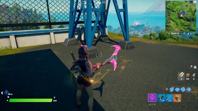 Fortnite Battle Royale - Coloca micros en ubicaciones clave - Estacion al sur del Cataclismo, al pie de la torre suroeste
