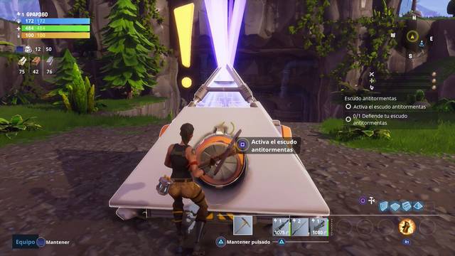 Fortnite - Escudo antitormentas de la base - Activar escudo