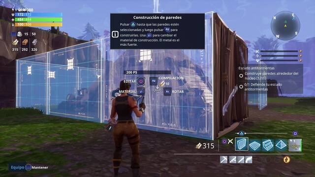 Fortnite - Escudo antitormentas de la base - Constuir base indicada