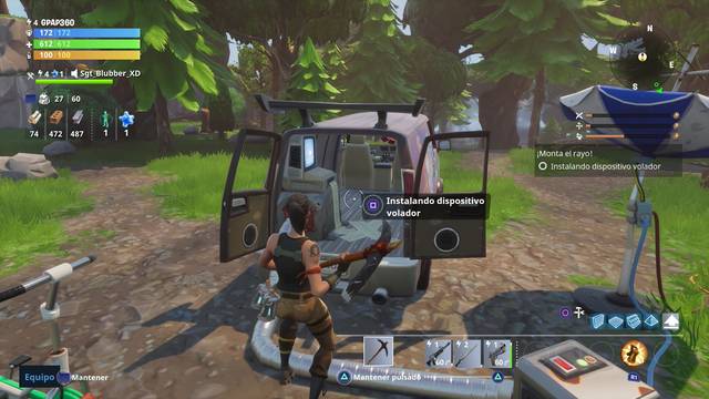 Fortnite - Montar el rayo - Instalar dispositivo en la furgoneta