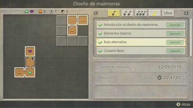 The Legend of Zelda: Link's Awakening - Planos de diseo de mazmorras de Damp - Ruta alternativa