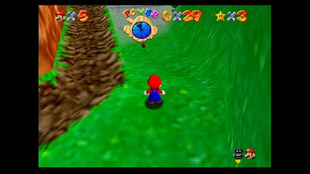 Super Mario 64 - Monedas rojas en Bob-Omb battlefield - En una ladera de la colina